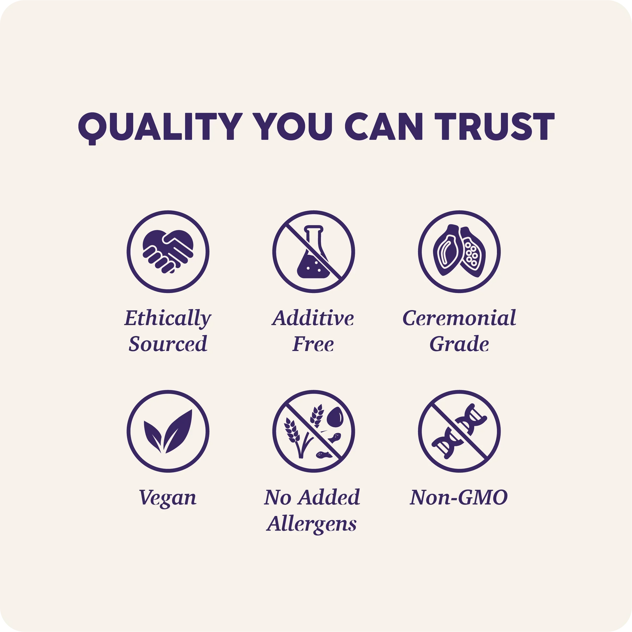 Ceremonial grade, additive-free, non-GMO health supplements with ethically sourced ingredients