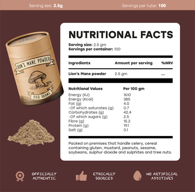 Lion's Mane Powder (250G) - Mother Nature's Brain Booster - Semveta