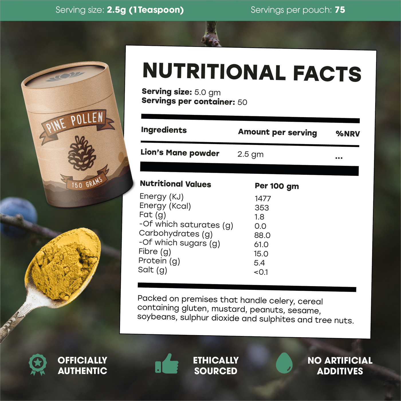 Pine Pollen (150G) - Cell Wall Broken - For Stamina & Vitality - Semveta