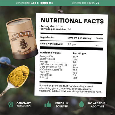 Pine Pollen (150G) - Cell Wall Broken - For Stamina & Vitality - Semveta